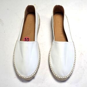 Juteila White Leather Espadrille Flats Size 10